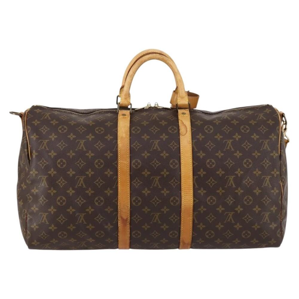 Louis Vuitton Monogram Keepall Bandouliere 55 Travel Bag Brown